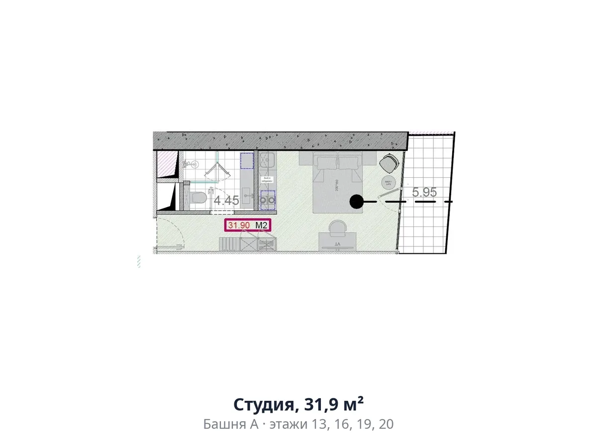 Studio, 31.9 m²